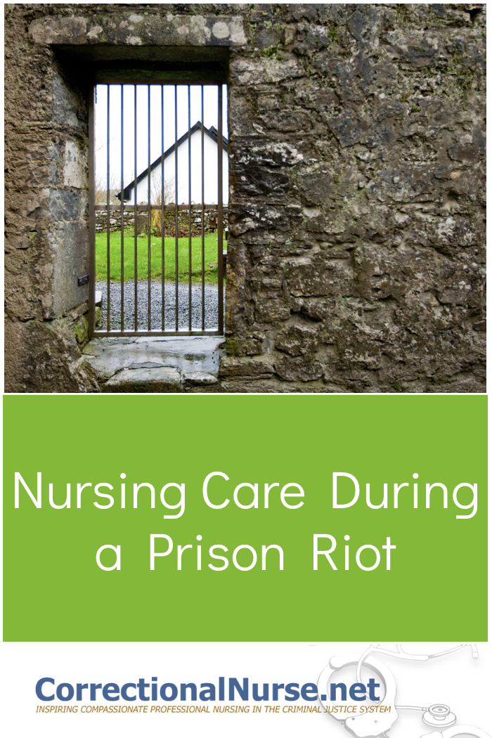 The recent prison riot in Chino, CA brings to mind the need for a well prepared nursing staff to handle mass casualties. According to reliable reports, 250 inmates were injured, 55 seriously. How is nursing care during a prison riot?